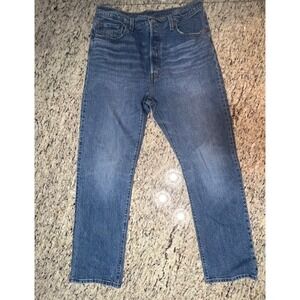 Levi Strauss 501 Jeans Blue Button Fly Straight Leg Denim W33 L30